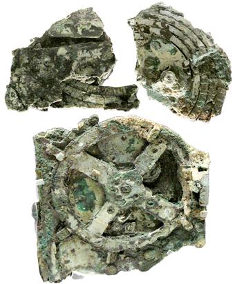 Larger fragments of the Antikythrea Mechanism. Image credit Marsyas, Wikipedia