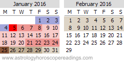 Mercury Retrograde Calendar for 2016, January, February. Copyright 2014 Roman Oleh Yaworsky Asrology Horoscope Readings