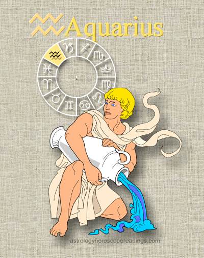 The depiction of Aquarius the water bearer. Image copyright 2014 Roman Oleh Yaworsky, www.astrologyhoroscopereadings.com