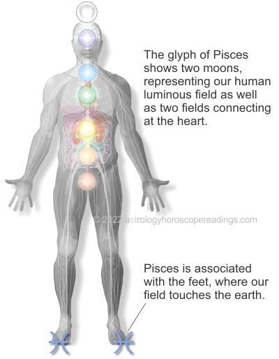 Pisces the Fish and the relationship of this astrological sign to the body. . Image copyright 2014 Roman Oleh Yaworsky, www.astrologyhoroscopereadings.com