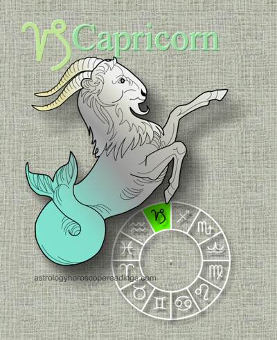 The depiction of Capricorn the goat. Image copyright 2014 Roman Oleh Yaworsky, www.astrologyhoroscopereadings.com