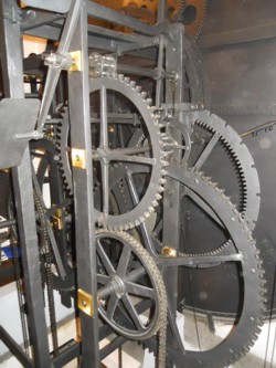 The inner clock mechanism of the astrological clock in Prague, Czech Republic